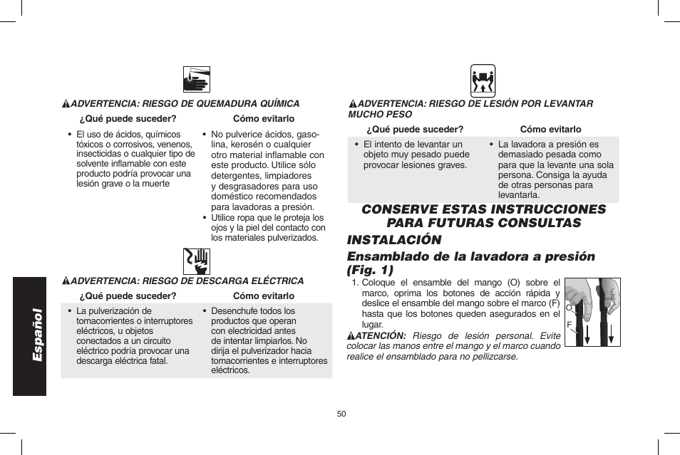 Español | DeWalt N0003431 User Manual | Page 50 / 68