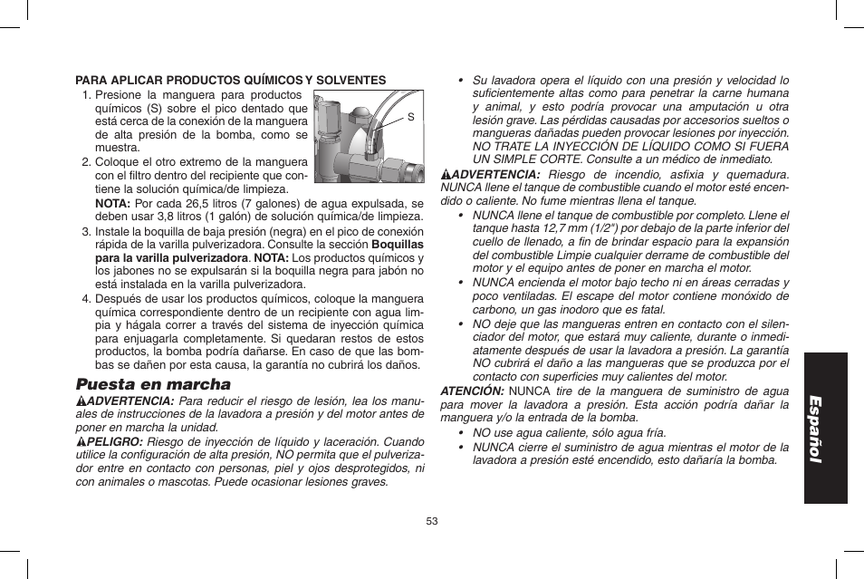 Español, Puesta en marcha | DeWalt N0003431 User Manual | Page 53 / 68