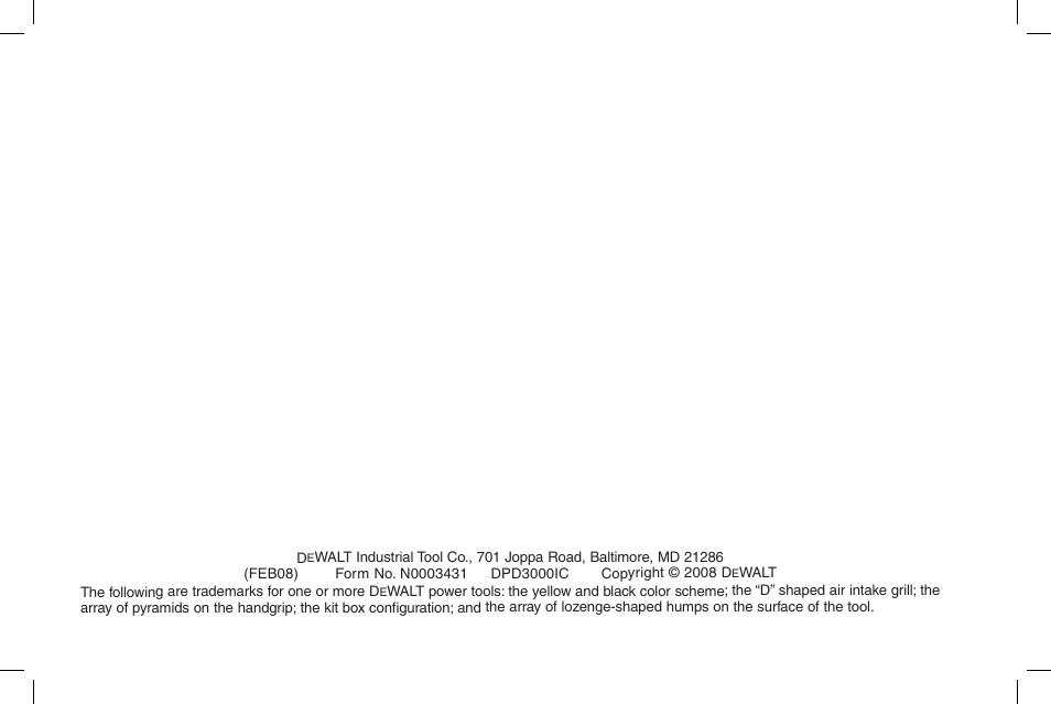 DeWalt N0003431 User Manual | Page 68 / 68
