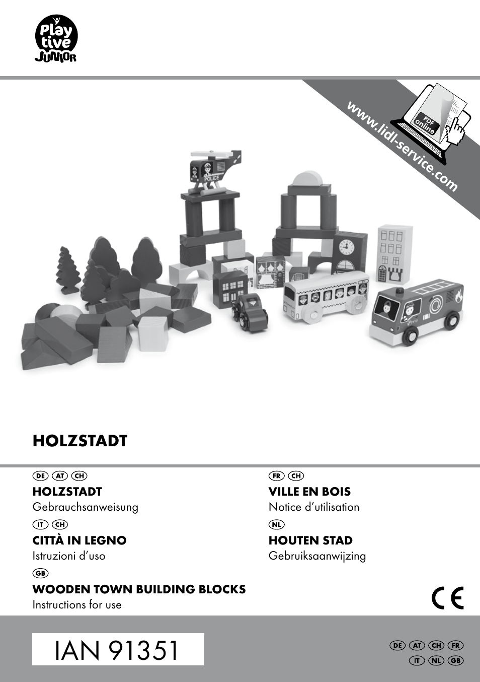 Playtive WOODEN TOWN BUILDING BLOCKS User Manual | 8 pages