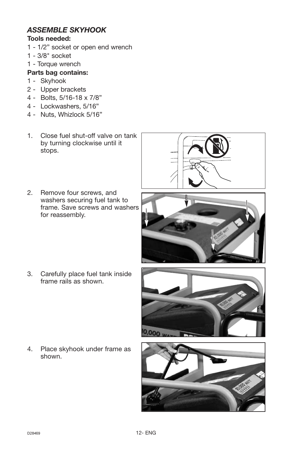 Assemble skyhook | Porter-Cable H1000IS User Manual | Page 12 / 28