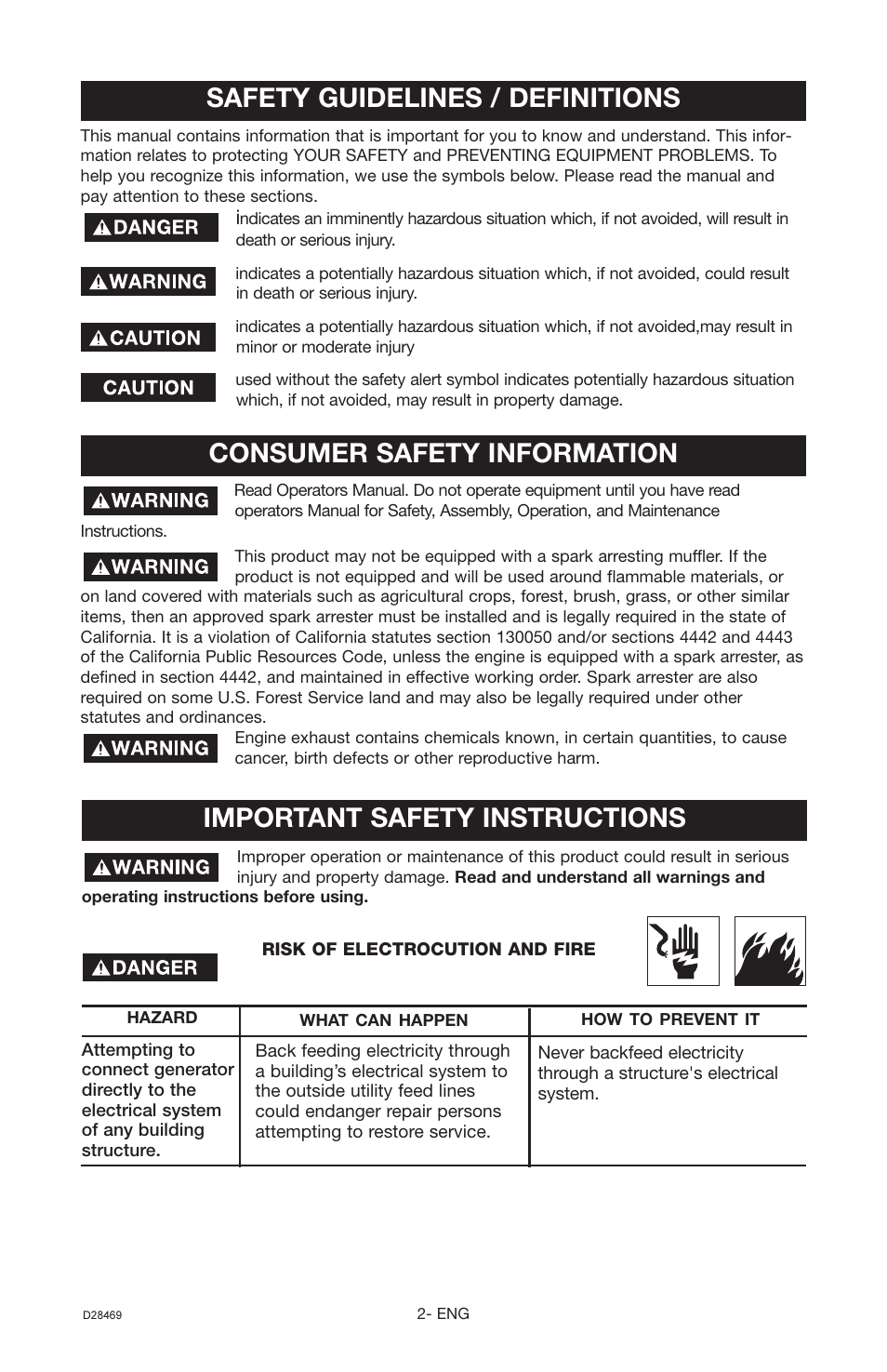 Consumer safety information | Porter-Cable H1000IS User Manual | Page 2 / 28