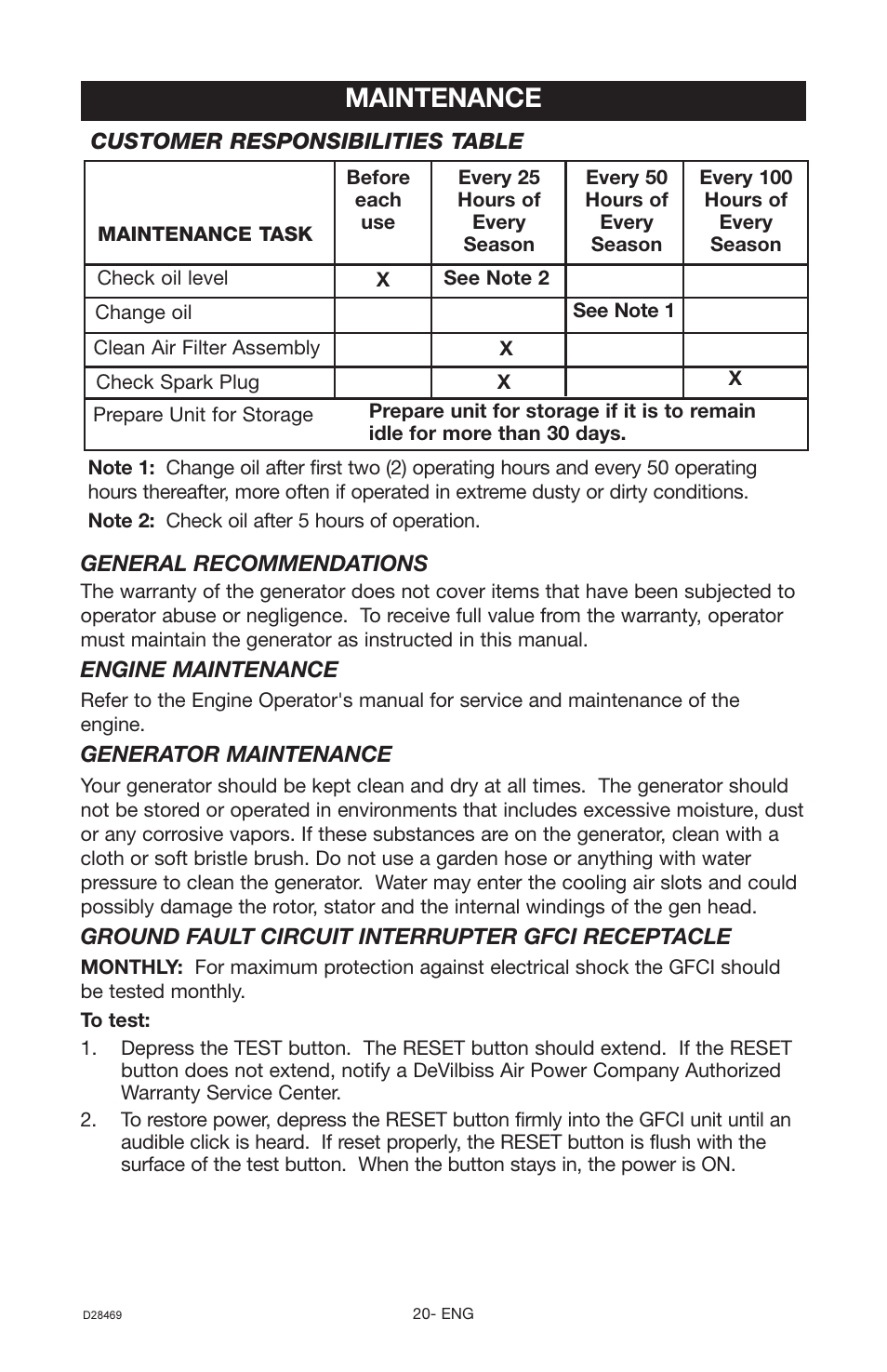 Maintenance | Porter-Cable H1000IS User Manual | Page 20 / 28