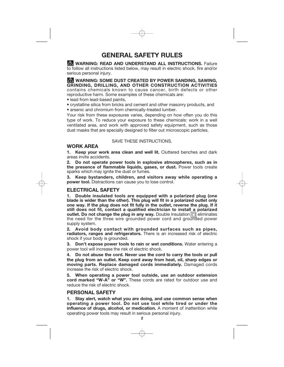 General safety rules | Porter-Cable MODEL 7408 User Manual | Page 2 / 13