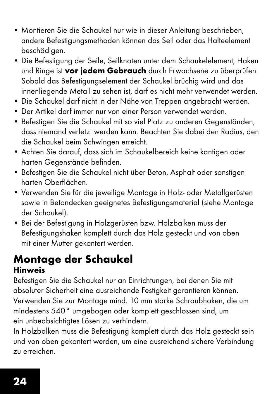 Montage der schaukel | Playtive BOARD SWING User Manual | Page 22 / 28