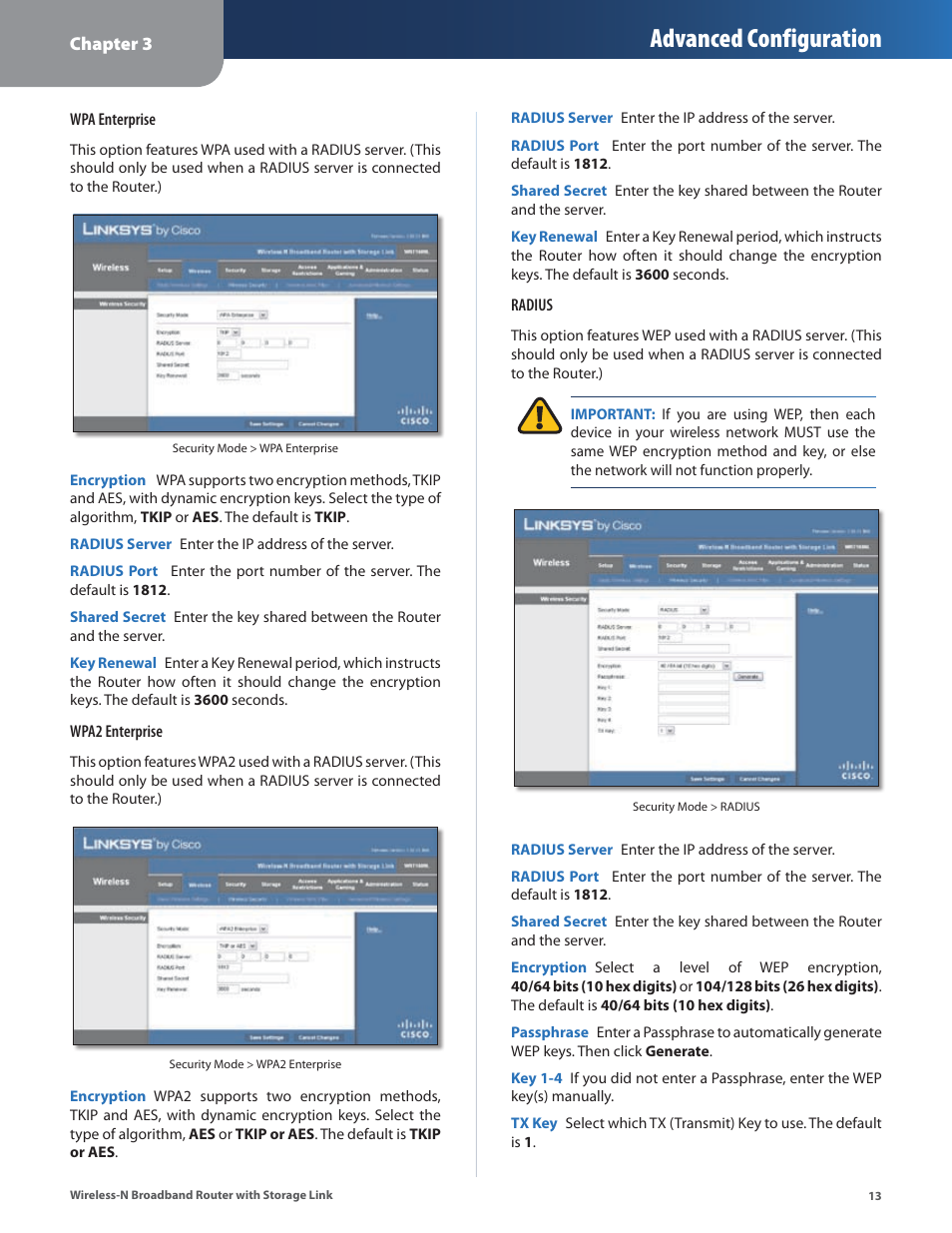 Advanced configuration | Linksys WRT160NL User Manual | Page 17 / 65