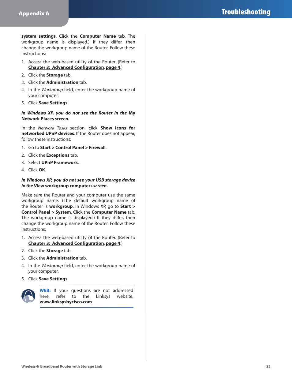 Troubleshooting | Linksys WRT160NL User Manual | Page 36 / 65