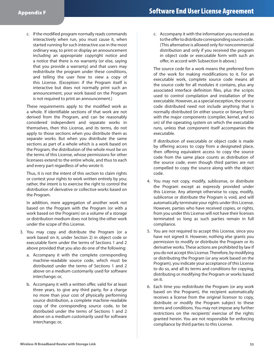 Software end user license agreement | Linksys WRT160NL User Manual | Page 57 / 65