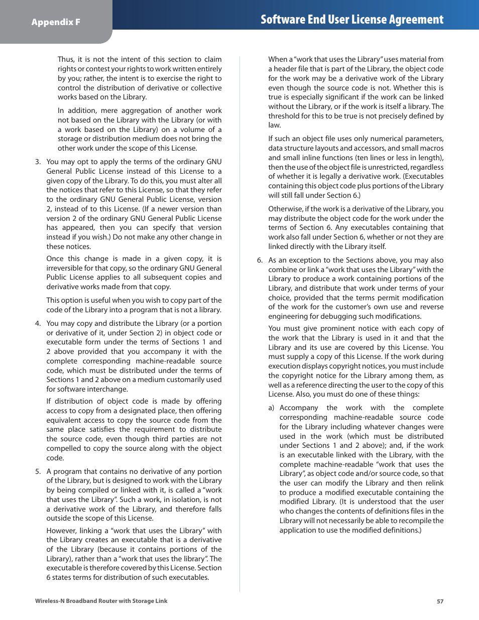 Software end user license agreement | Linksys WRT160NL User Manual | Page 61 / 65