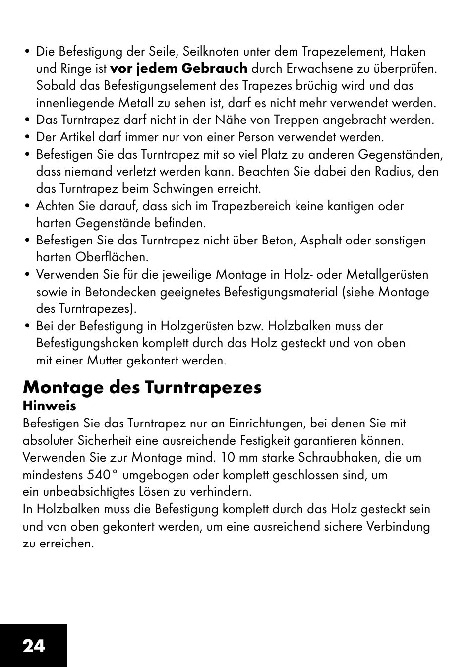 Montage des turntrapezes | Playtive RING TRAPEZE User Manual | Page 22 / 28