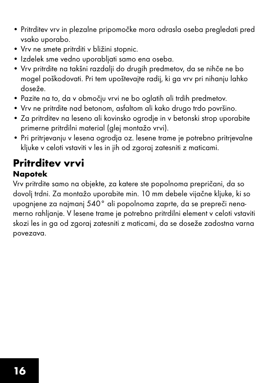 Pritrditev vrvi | Playtive CLIMBING ROPE User Manual | Page 14 / 28
