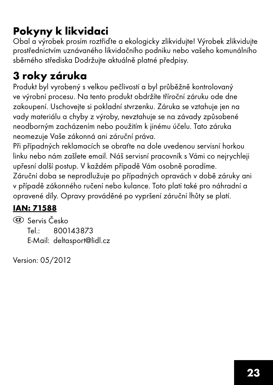 23 pokyny k likvidaci, 3 roky záruka | Playtive CLIMBING ROPE User Manual | Page 21 / 28
