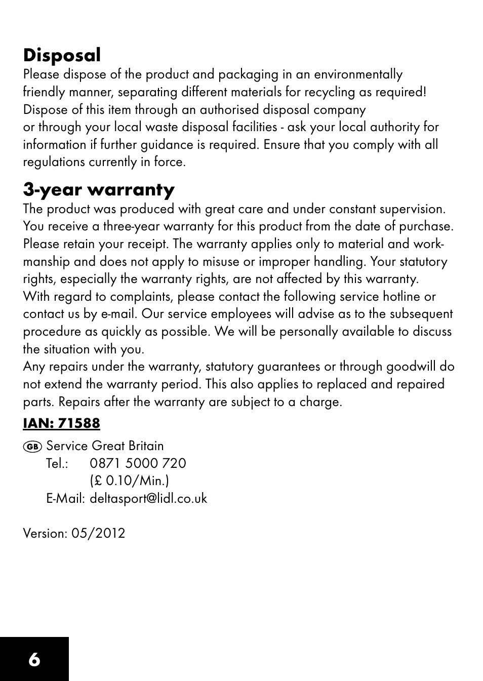 6disposal, Year warranty | Playtive CLIMBING ROPE User Manual | Page 4 / 28