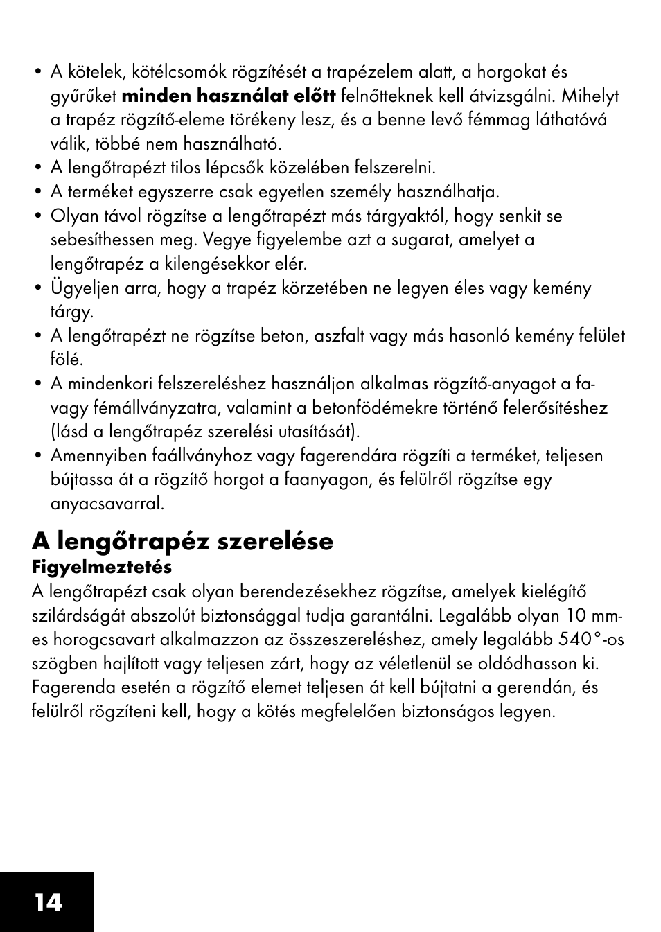 A lengőtrapéz szerelése | Playtive RING TRAPEZE User Manual | Page 12 / 32