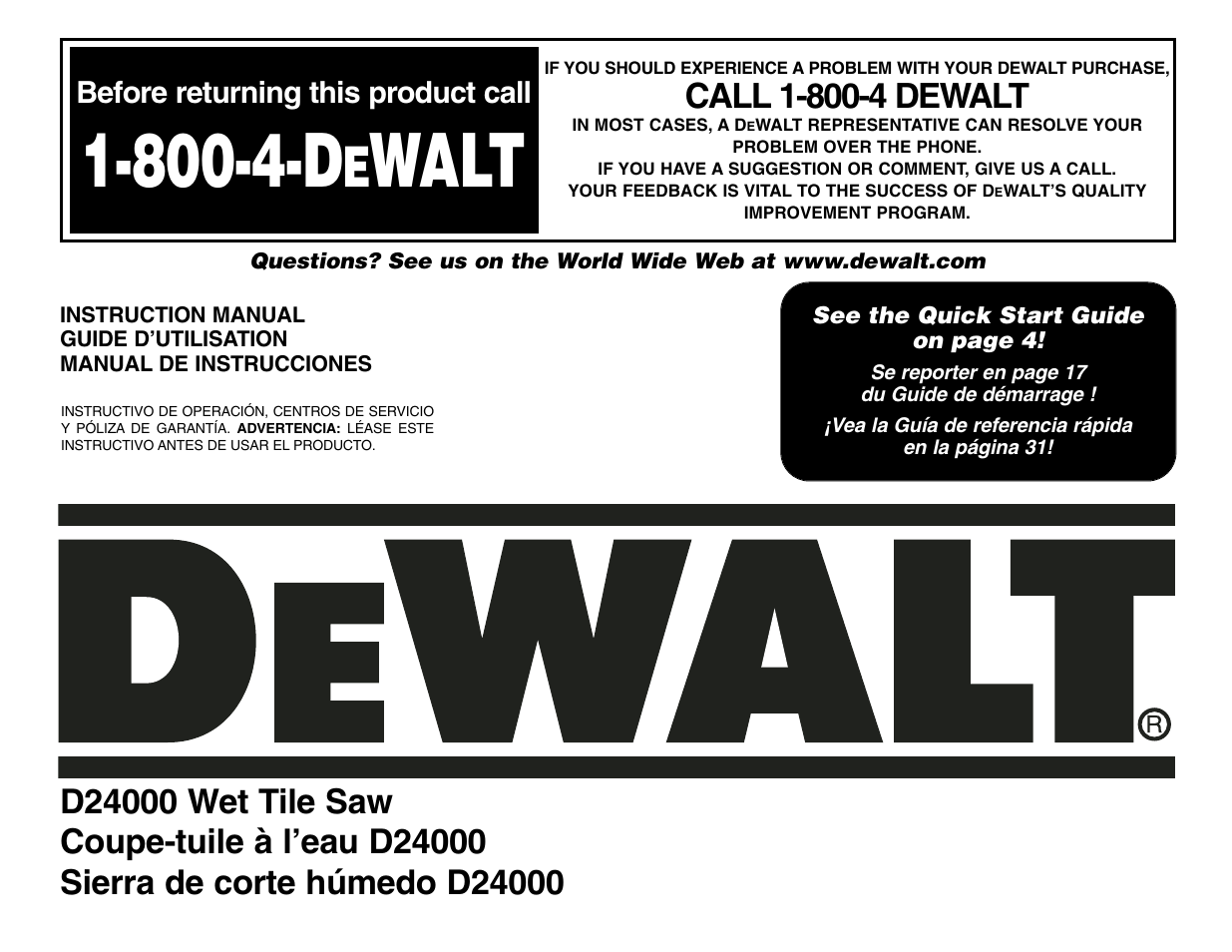 DeWalt D24000 User Manual | 42 pages