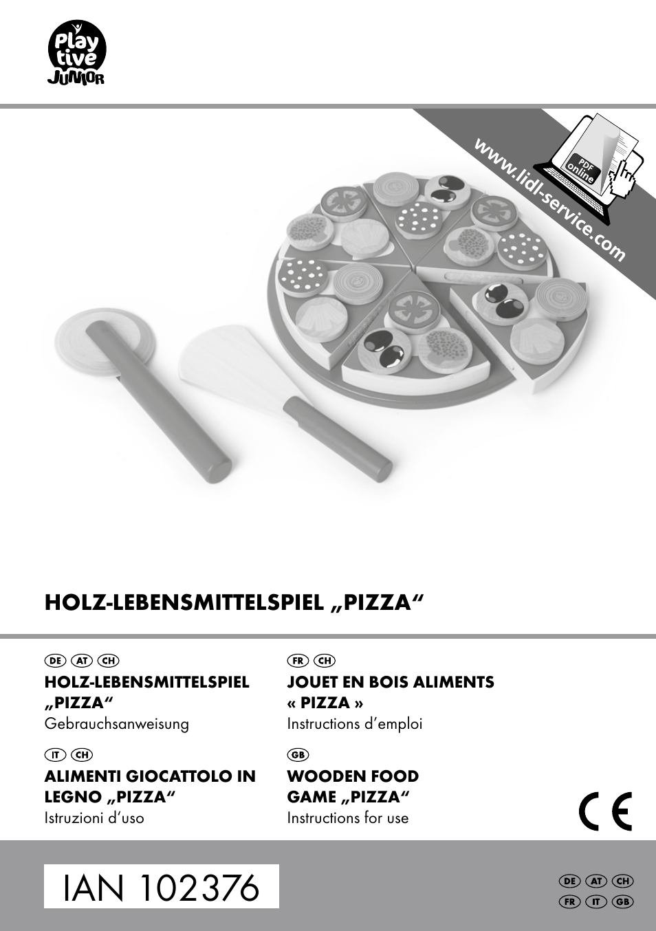 Playtive WOODEN FOOD GAME PIZZA User Manual | 8 pages