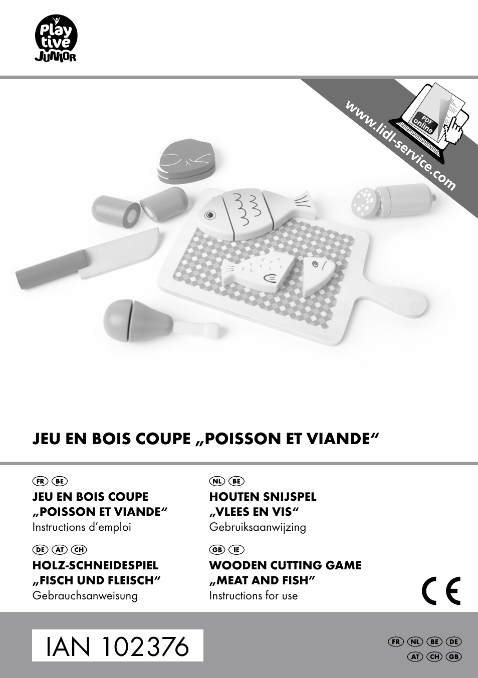 Playtive WOODEN CUTTING GAME MEAT AND FISH User Manual | 8 pages