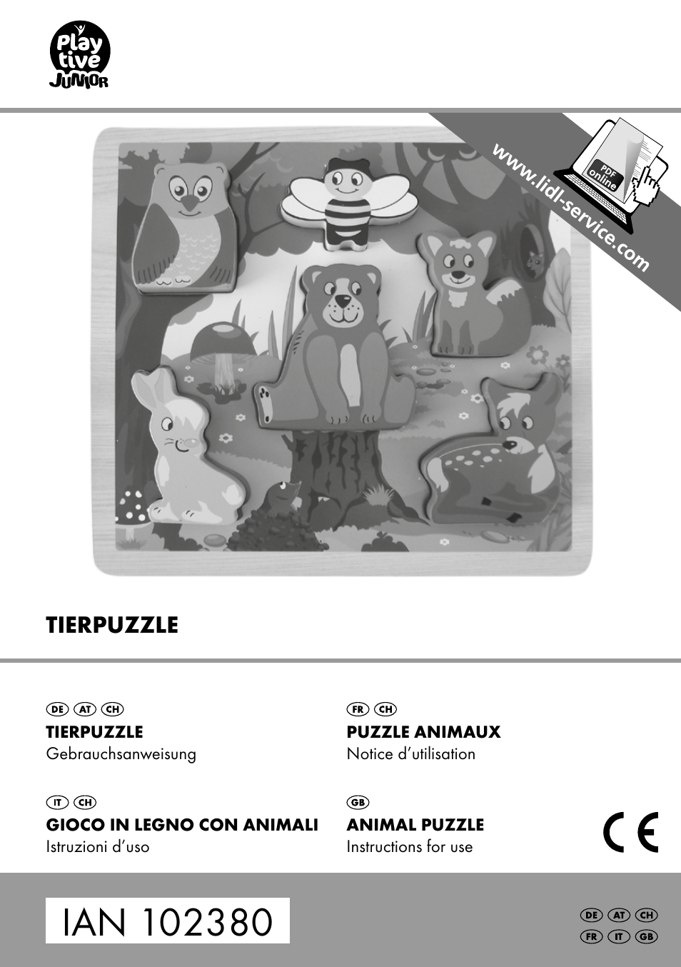 Playtive ANIMAL PUZZLE User Manual | 8 pages