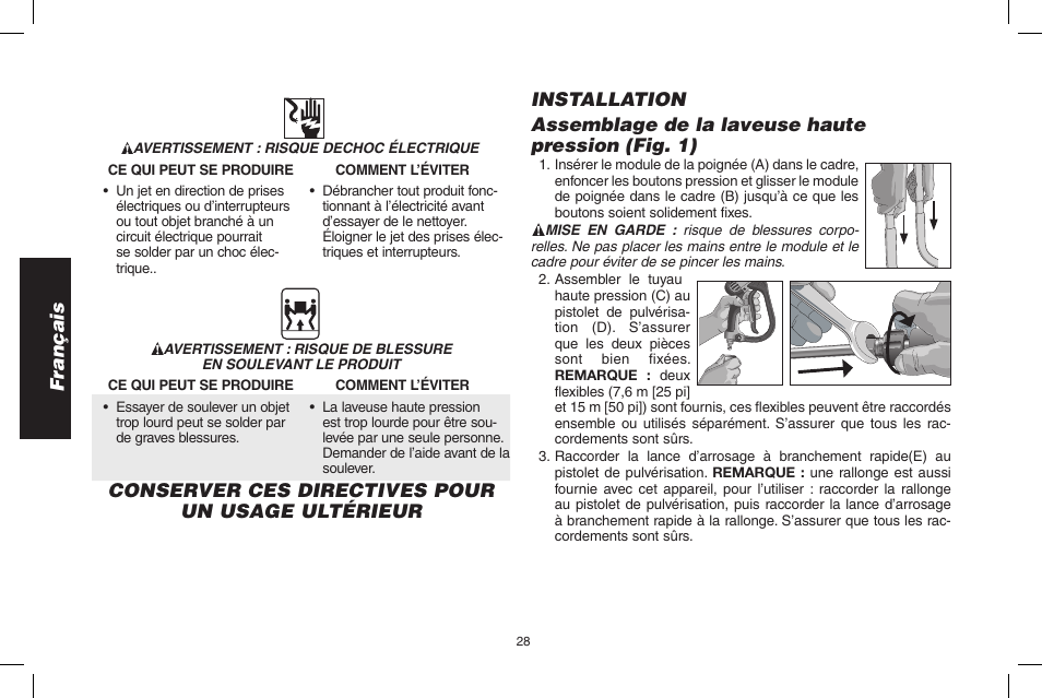 Français | DeWalt DP3900 User Manual | Page 28 / 64