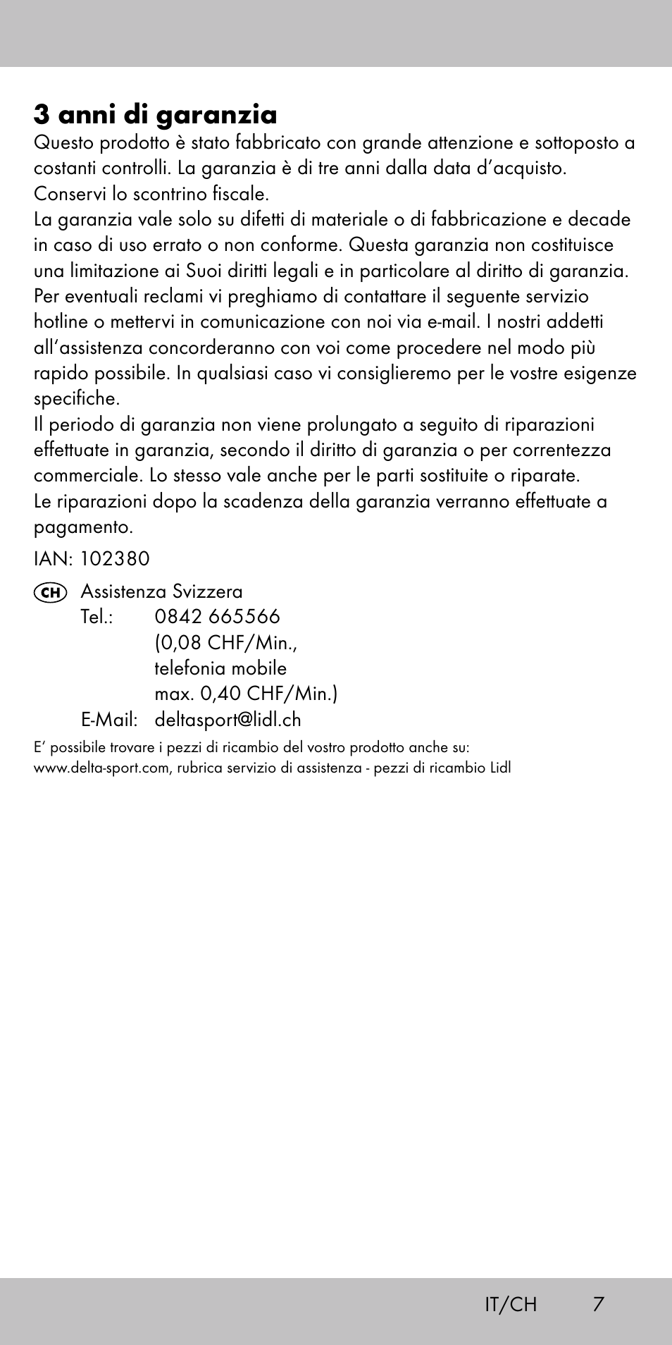 3 anni di garanzia | Playtive MEMORY GAME User Manual | Page 7 / 12