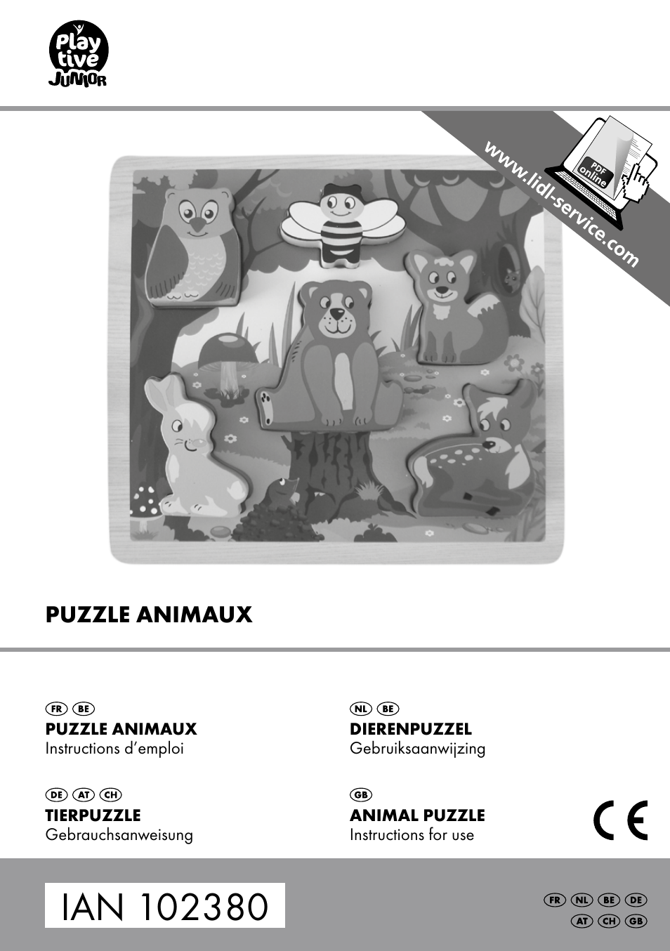 Playtive ANIMAL PUZZLE User Manual | 8 pages