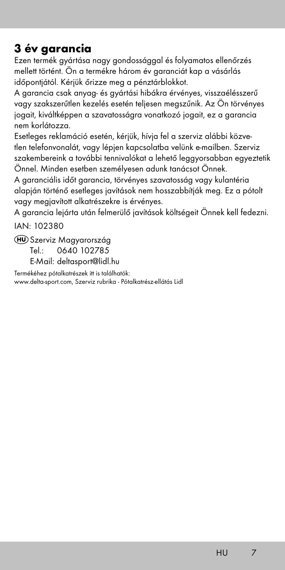 3 év garancia | Playtive MEMORY GAME User Manual | Page 7 / 16