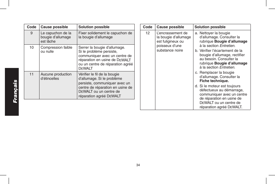 Français | DeWalt N005044 User Manual | Page 34 / 60
