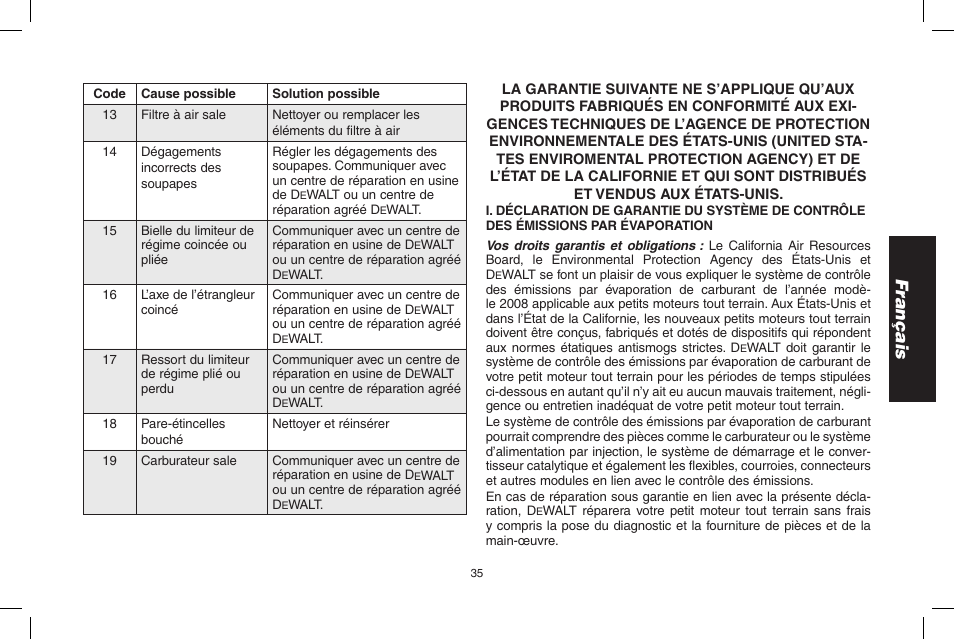 Français | DeWalt N005044 User Manual | Page 35 / 60