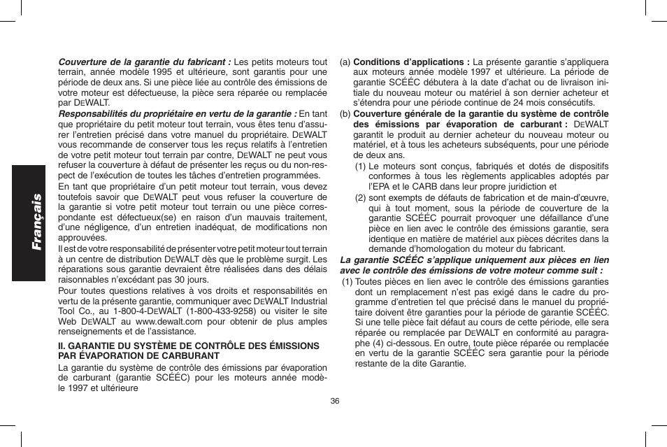 Français | DeWalt N005044 User Manual | Page 36 / 60