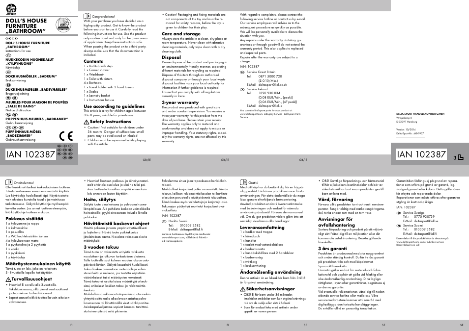 Playtive DOLL‘S HOUSE FURNITURE BATHROOM User Manual | 2 pages