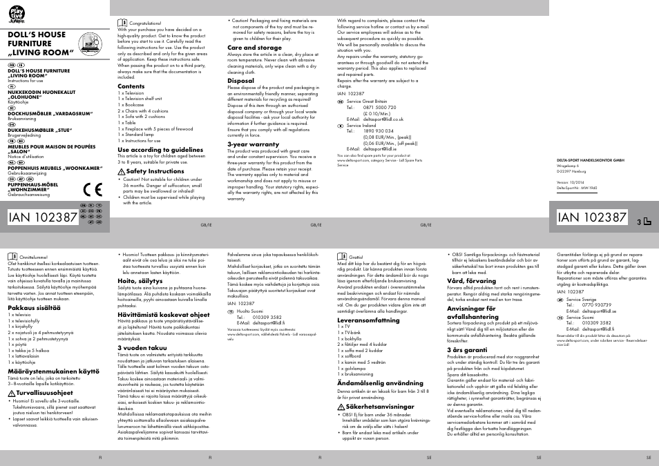Playtive DOLL‘S HOUSE FURNITURE LIVING ROOM User Manual | 2 pages