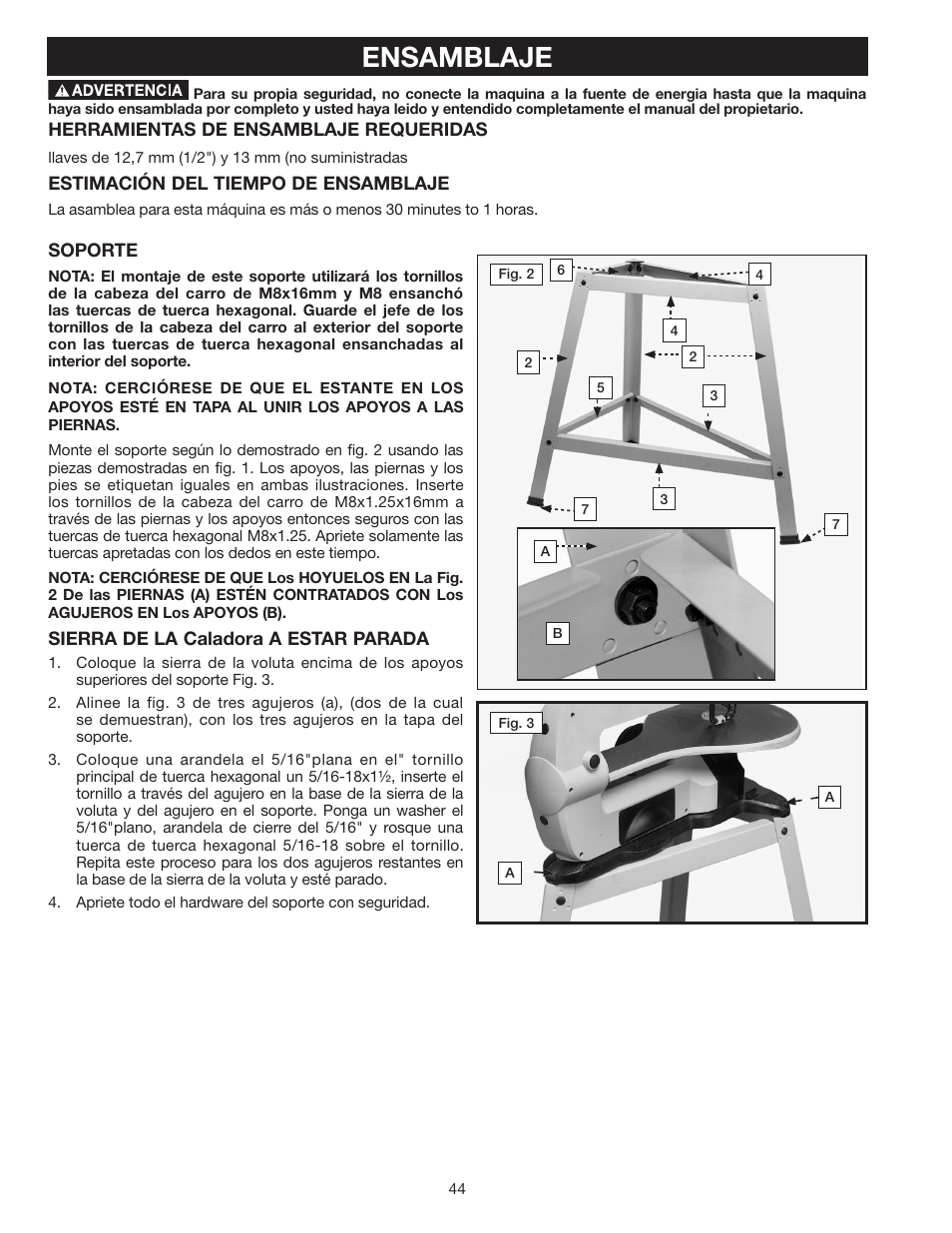 Ensamblaje | Delta SS350LS User Manual | Page 44 / 56