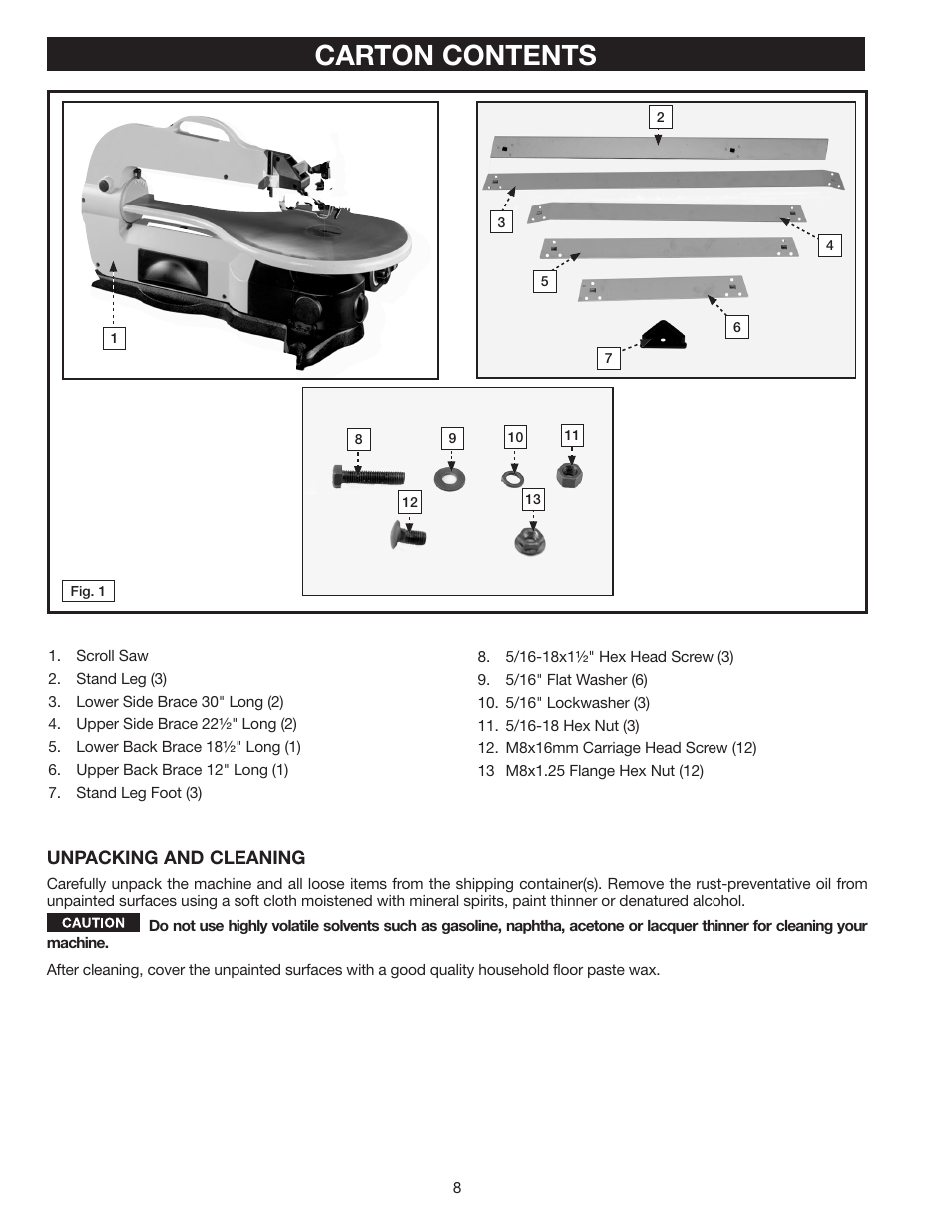 Carton contents | Delta SS350LS User Manual | Page 8 / 56