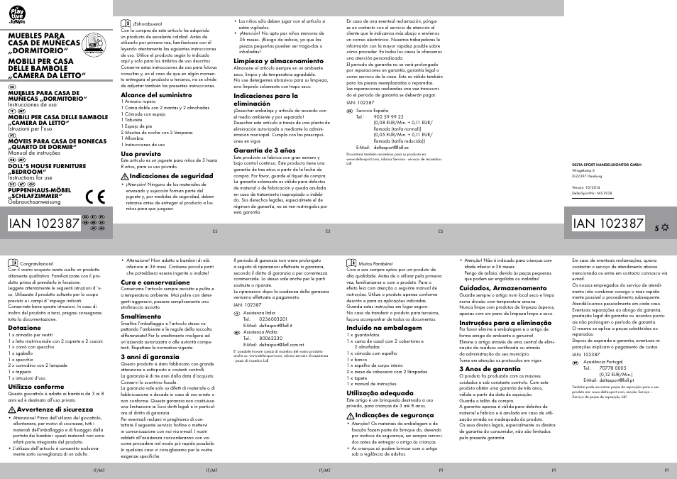 Playtive DOLL‘S HOUSE FURNITURE BEDROOM User Manual | 2 pages