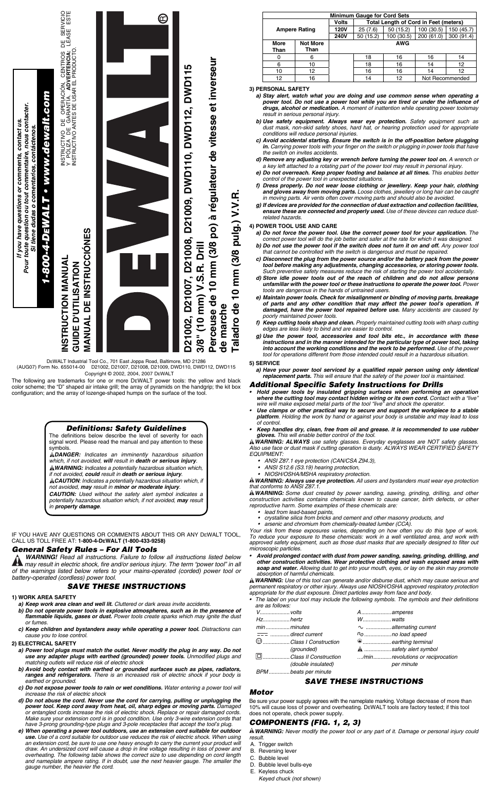 DeWalt DWD112 User Manual | 3 pages