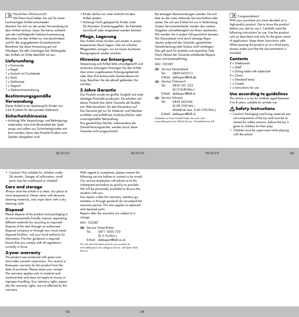 Playtive DOLL‘S HOUSE FURNITURE DINING ROOM User Manual | Page 2 / 2