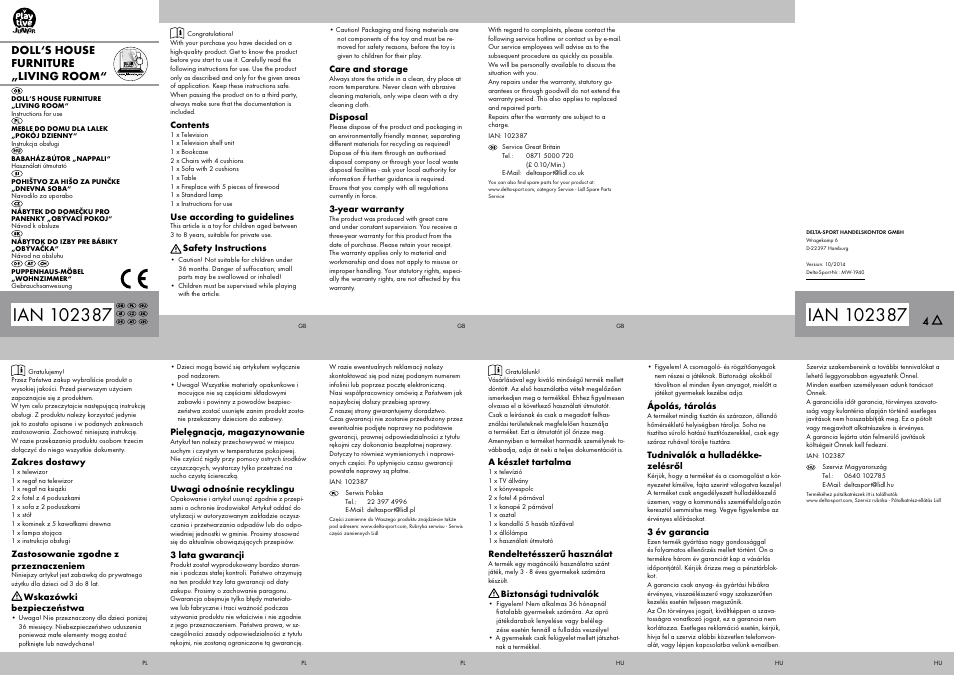 Playtive DOLL‘S HOUSE FURNITURE LIVING ROOM User Manual | 2 pages