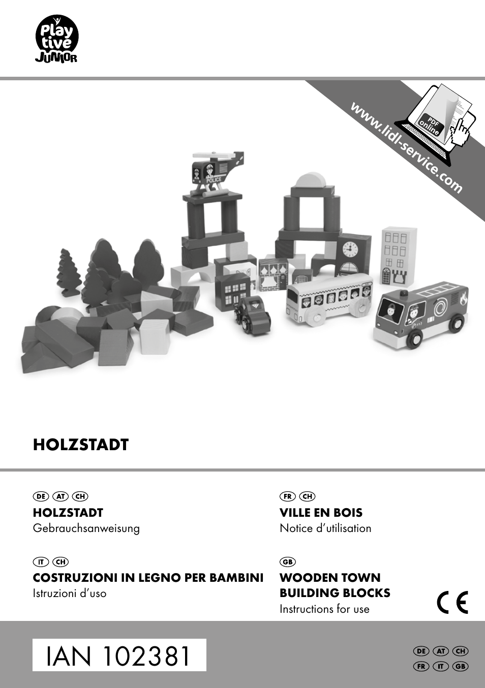 Playtive WOODEN TOWN BUILDING BLOCKS User Manual | 8 pages