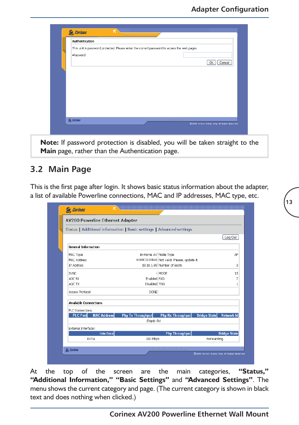 2 main page | Corinex AV200 User Manual | Page 15 / 50