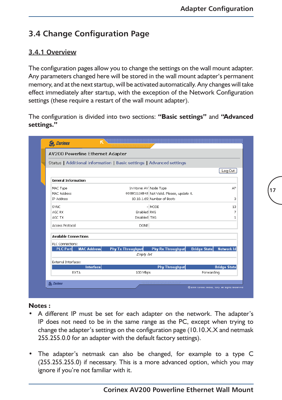 4 change configuration page | Corinex AV200 User Manual | Page 19 / 50