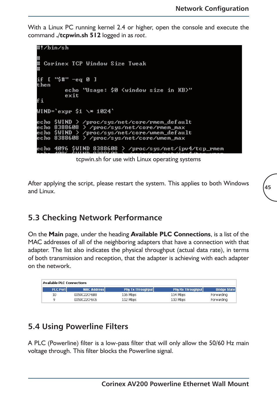 4 using powerline filters, 3 checking network performance | Corinex AV200 User Manual | Page 47 / 50