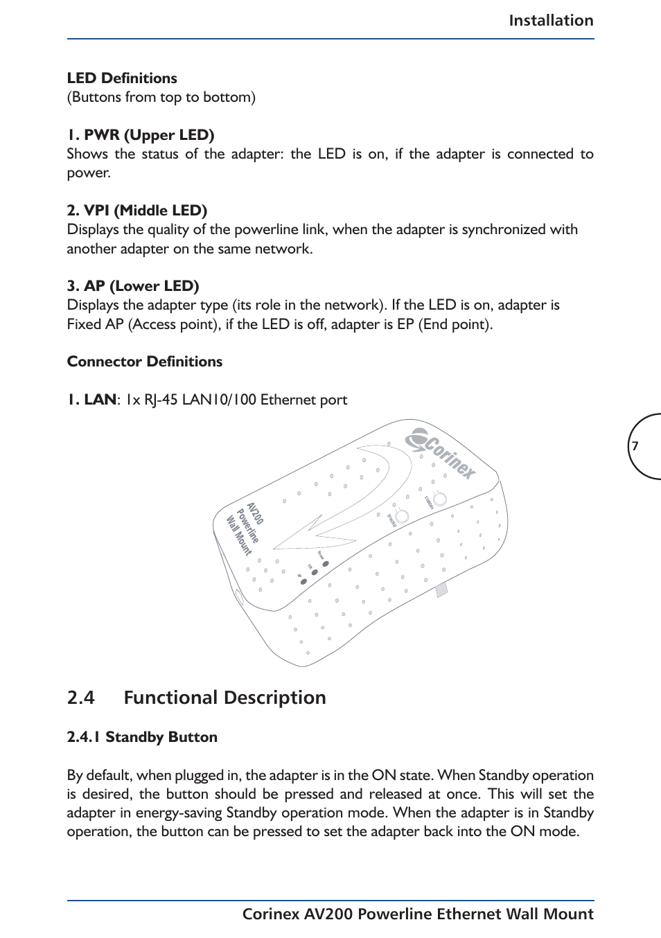 4 functional description | Corinex AV200 User Manual | Page 9 / 50