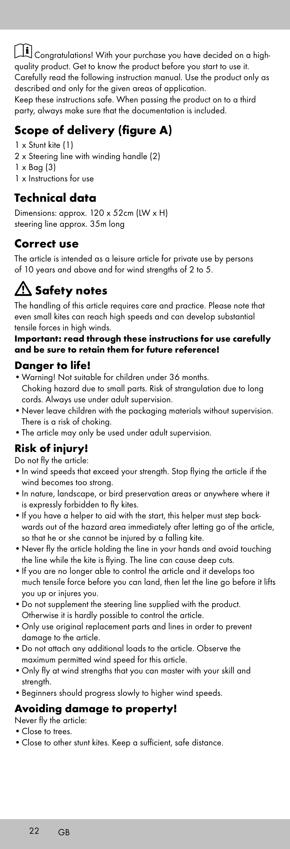 Scope of delivery (figure a), Technical data, Correct use | Playtive KITE StyleD User Manual | Page 22 / 28