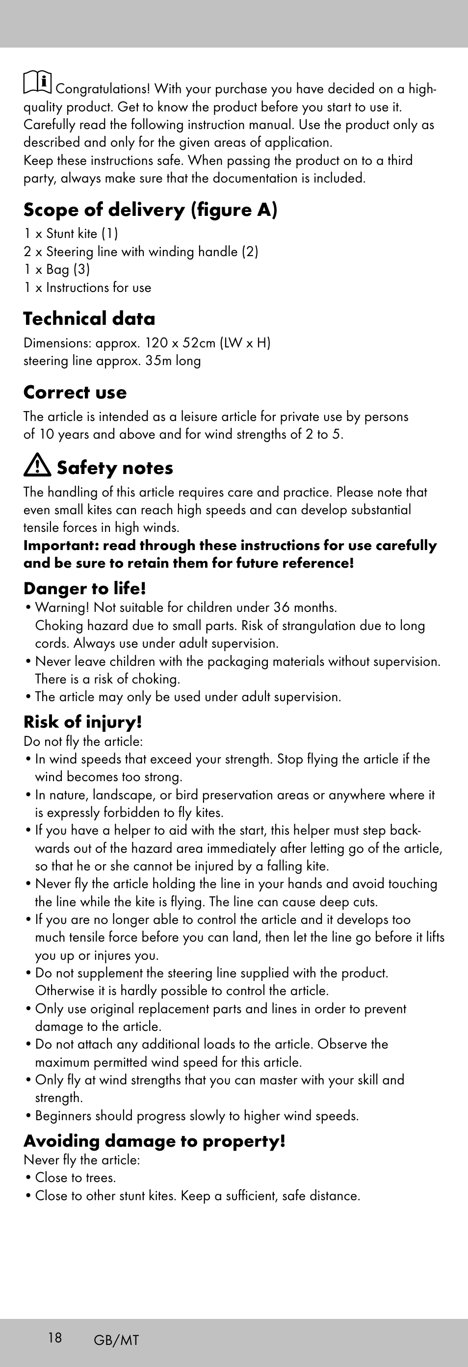 Scope of delivery (figure a), Technical data, Correct use | Playtive KITE StyleD User Manual | Page 18 / 28