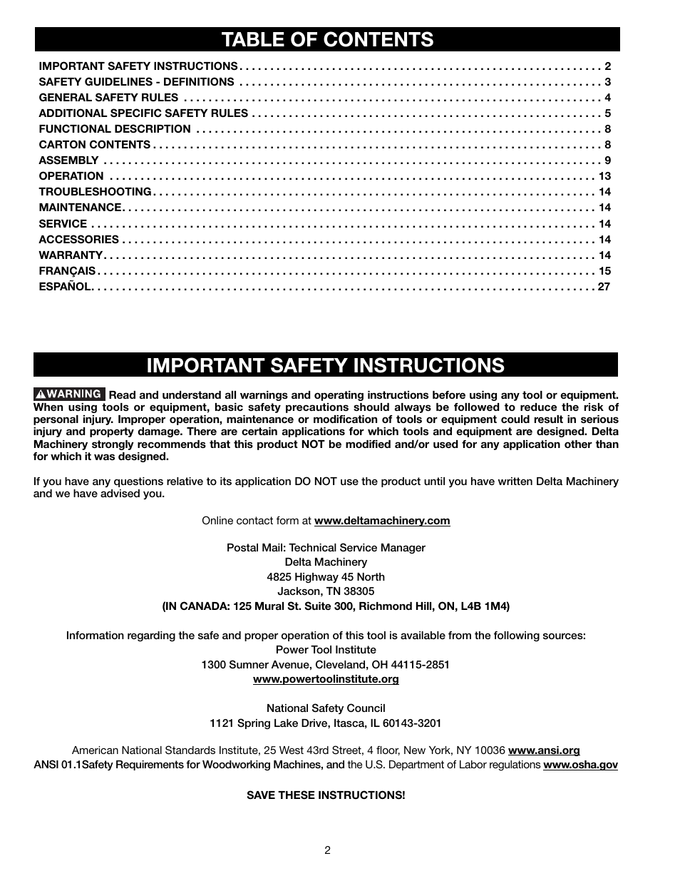 Delta A15097 User Manual | Page 2 / 40