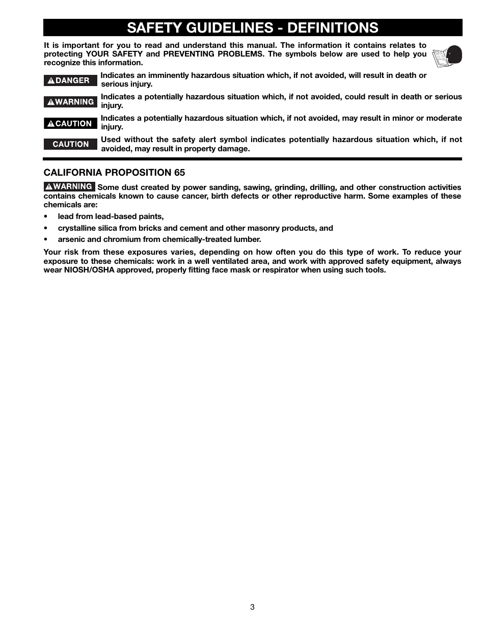 Safety guidelines - definitions | Delta A15097 User Manual | Page 3 / 40
