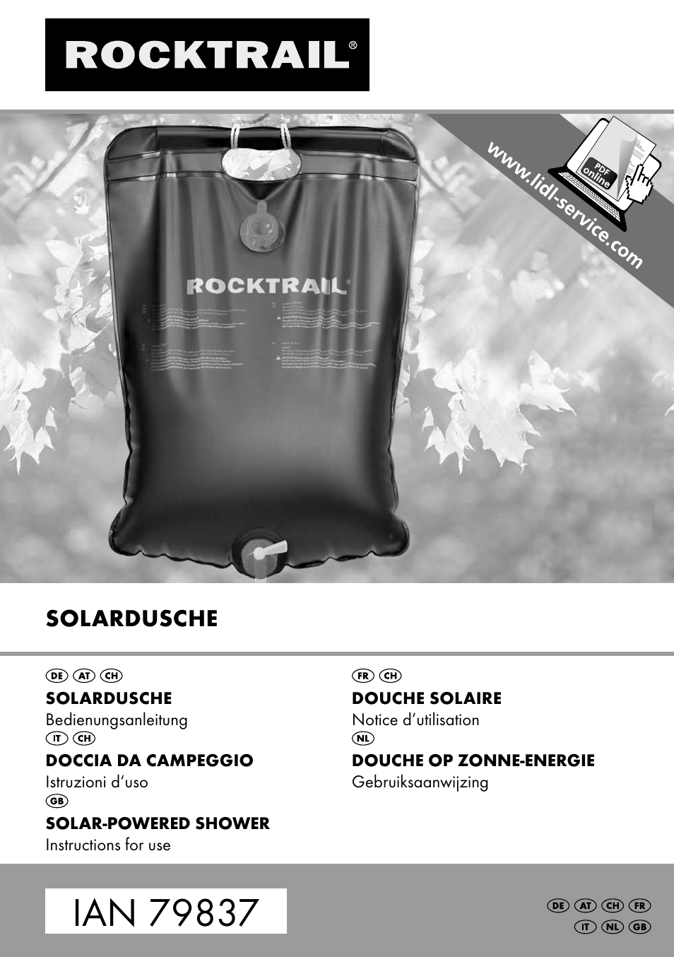 Rocktrail Solar-Powered Shower User Manual | 16 pages