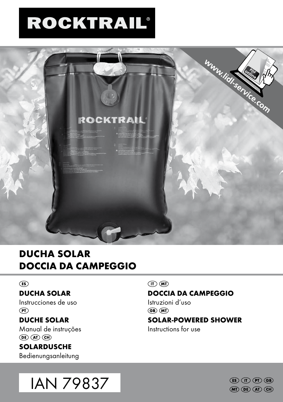Rocktrail Solar-Powered Shower User Manual | 16 pages