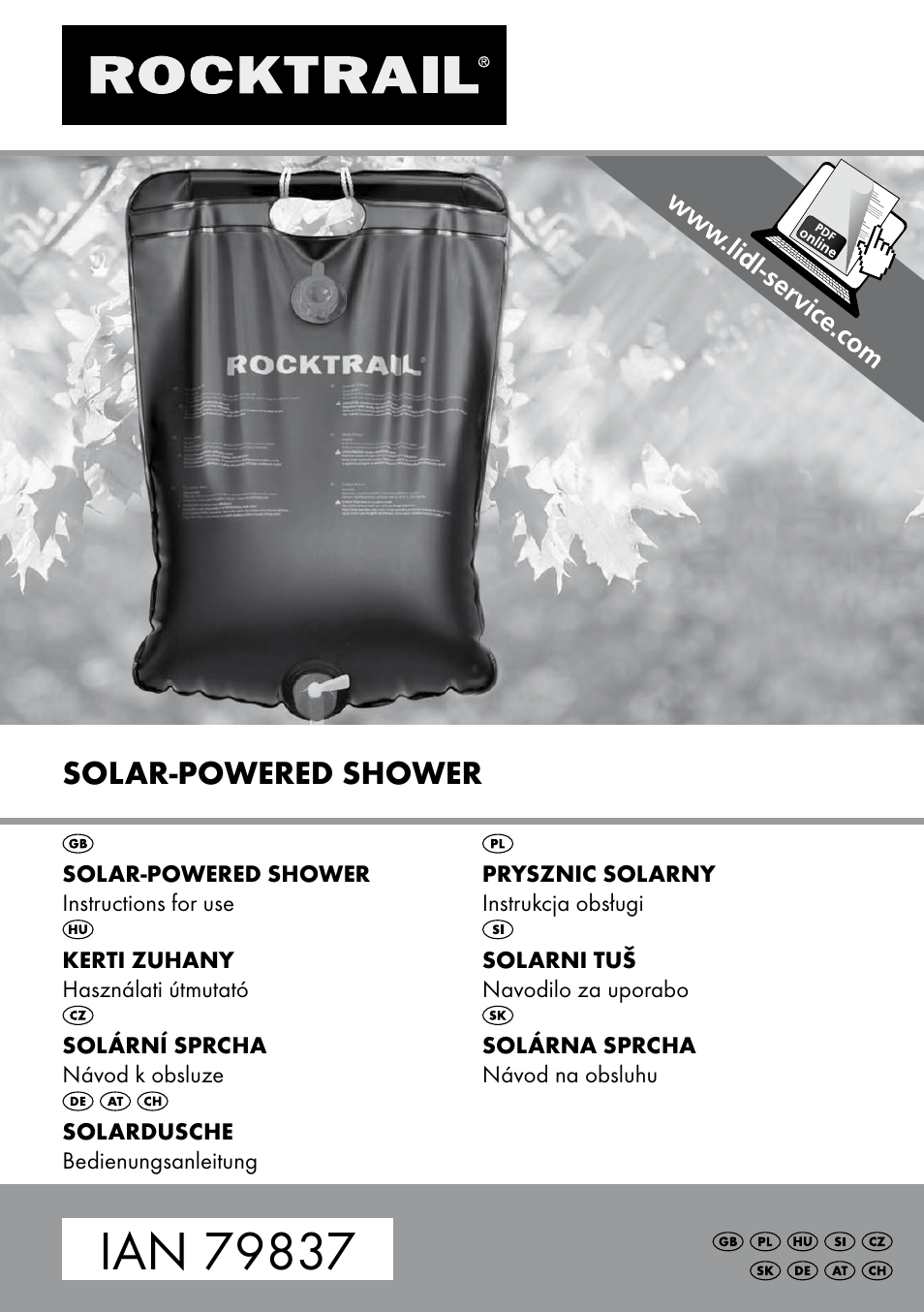 Rocktrail Solar-Powered Shower User Manual | 16 pages