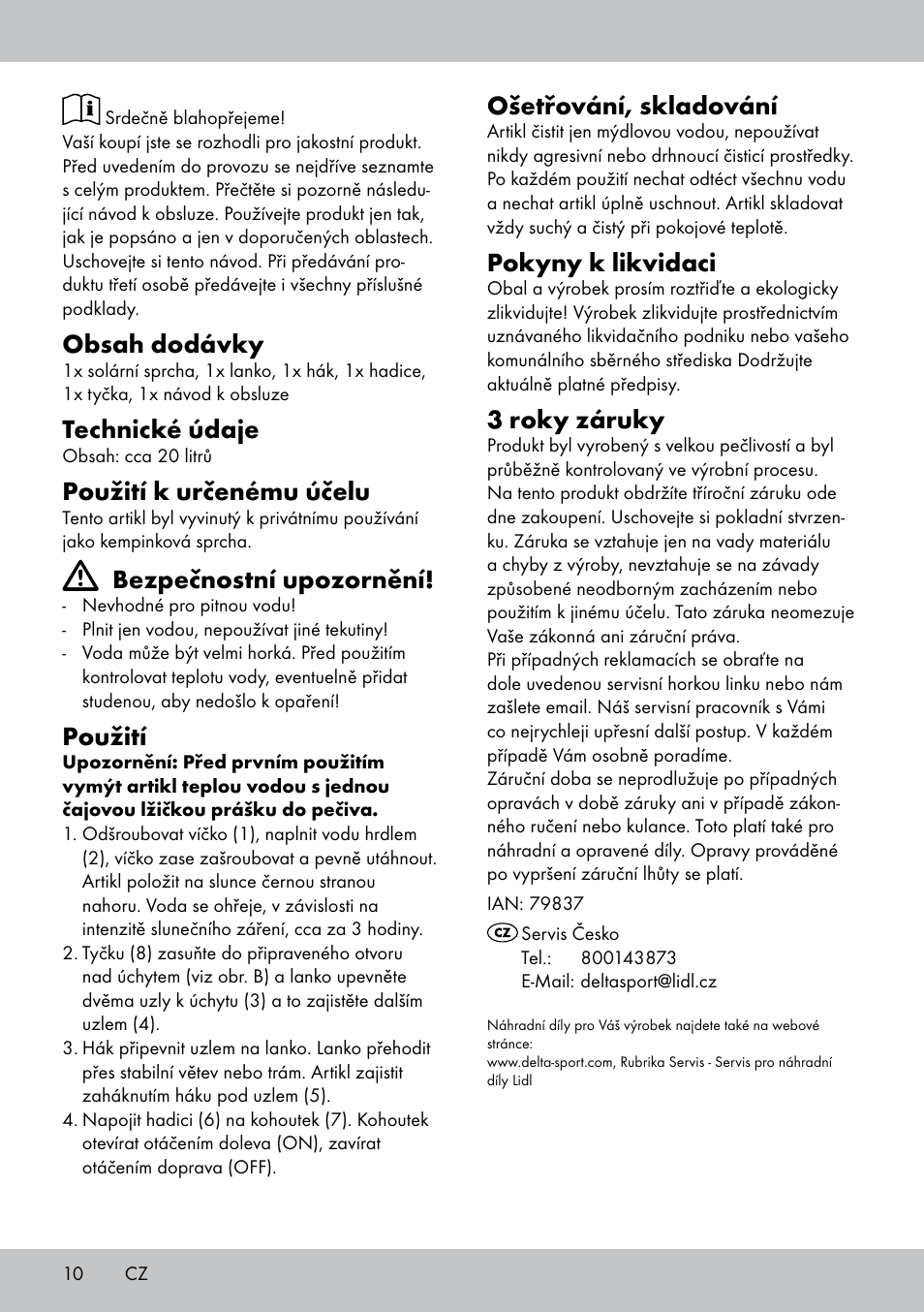 Rocktrail Solar-Powered Shower User Manual | Page 10 / 16